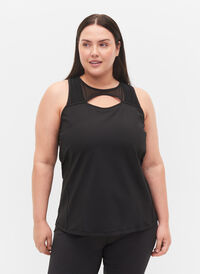 Träningstopp i mesh och brottarrygg, Black, Model