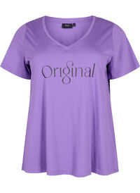V-ringad t-shirt i bomull med texttryck