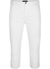 Croppade jeans med råa kanter och hög midja