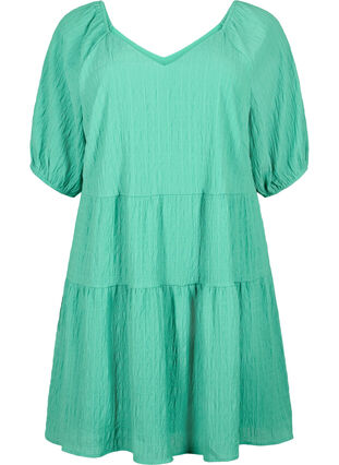 En A-formad kort klänning med en V-ringning, Deep Mint, Packshot image number 0