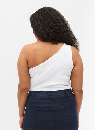 One shoulder-topp i bomull, Bright White, Model image number 1