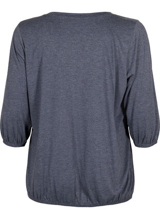 Melerad v-ringad blus, Navy Blazer Mélange, Packshot image number 1