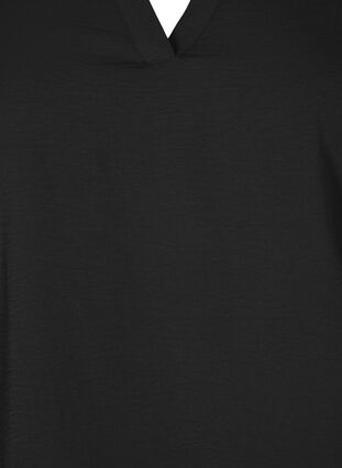 Blus med smock och 3/4-ärmar, Black, Packshot image number 2