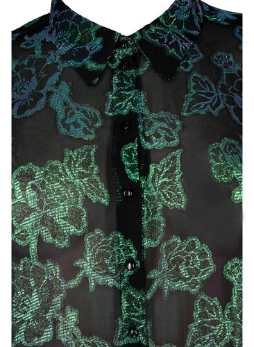 Lång skjorta i viskos med lurex, Black W. Green Lurex, Packshot image number 2