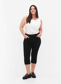 Kroppsnära capribyxor i viskosmix, Black, Model