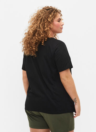 V-ringad bas t-shirt med korta ärmar, Black, Model image number 1