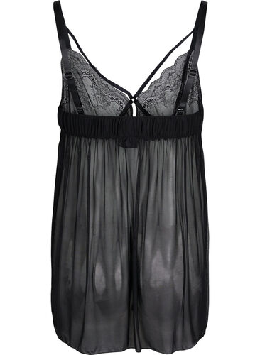 Transparant nattlinne med spets, Black, Packshot image number 1