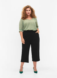 Byxor med lös passform och 7/8-längd, Black, Model