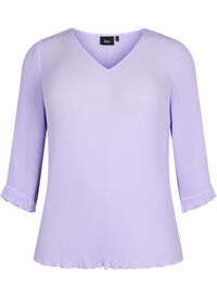 Plisserad blus med 3/4-ärmar