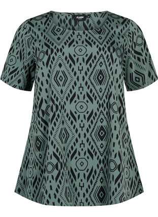 Blus med korta ärmar och tryck från FLASH, Balsam Graphic, Packshot image number 0