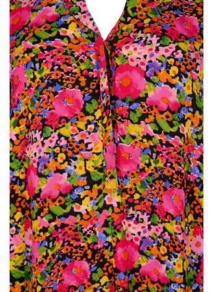 Blommig viskostunika med 3/4-ärmar, Neon Flower Print, Packshot image number 2