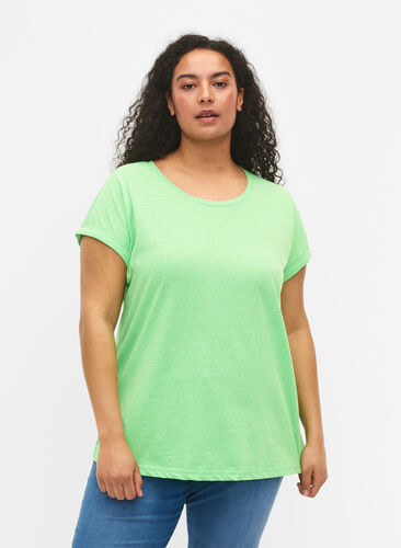 Neonfärgad t-shirt i bomull, Neon Green, Model image number 0