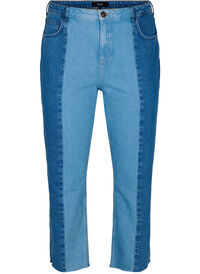 Croppade Vera jeans med colour block