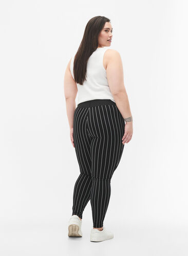 Leggings med ränder, Black/White Stripes, Model image number 1