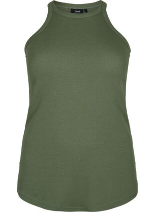 Ribbat linne i bomull, Thyme, Packshot image number 0