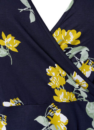 Omlottklänning i viskos med korta ärmar, Night Sky AOP Flower, Packshot image number 2