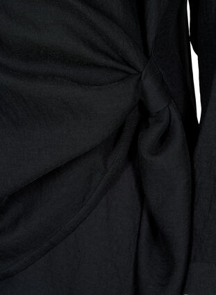 Långärmad blus i viskos med omlottlook, Black, Packshot image number 3