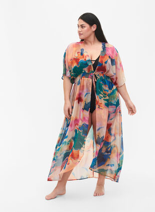 Strandkimono med tryck, Watercolor, Model image number 0