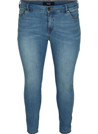 Croppade Amy jeans med hög midja och rosett