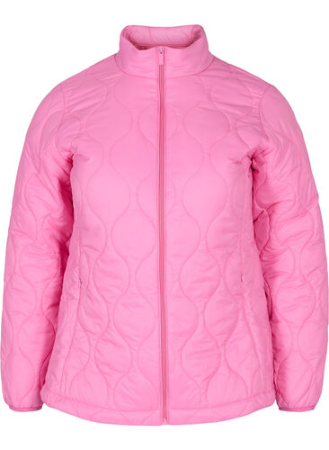 Quiltad jacka med dragkedja och fickor, Hot Pink, Packshot image number 0