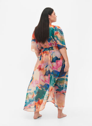 Strandkimono med tryck, Watercolor, Model image number 1