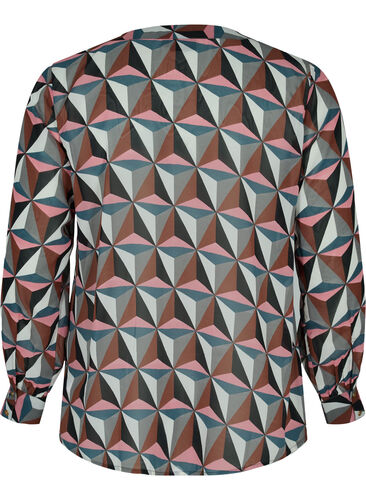 Skjorta med v-ringning och mönster, Graphic Pink, Packshot image number 1