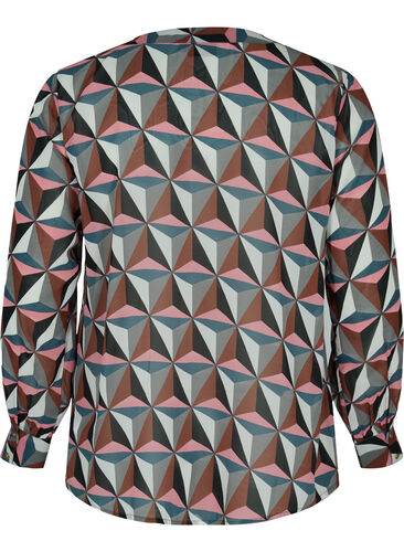 Skjorta med v-ringning och mönster, Graphic Pink, Packshot image number 1