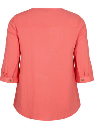 V-ringad blus i viskos med knappar, Deep Sea Coral, Packshot image number 1