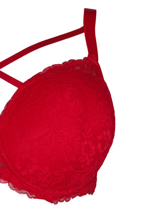 Vadderad bh med spets och snörning, Red Ass., Packshot image number 3