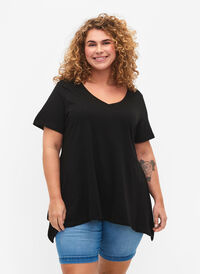 T-shirt i bomull med korta ärmar, Black SOLD, Model