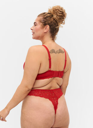 G-string i spets med normalhög midja, Red Ass., Model image number 1