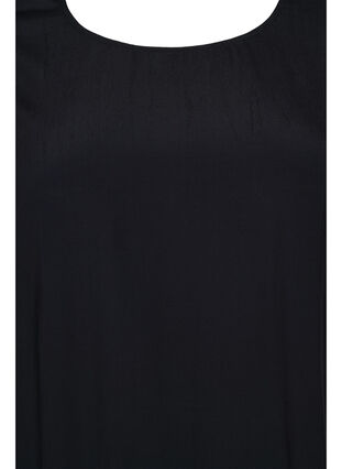 Enfärgad viskosblus med liten puffärm, Black, Packshot image number 2