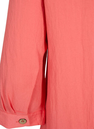 V-ringad blus i viskos med knappar, Deep Sea Coral, Packshot image number 3