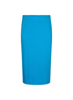Kroppsnära midikjol i viskos, Ibiza Blue, Packshot image number 0