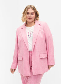 Melerad kavaj med knappstängning, Rosebloom, Model