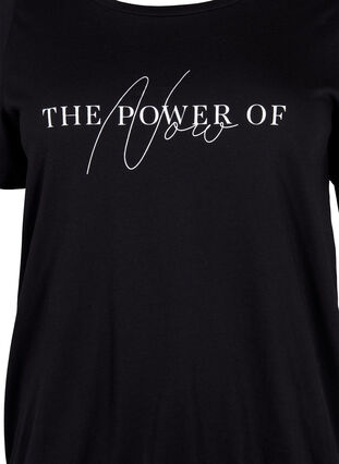 Kortärmad t-shirt i bomull med resårkant, Black W. Now, Packshot image number 2