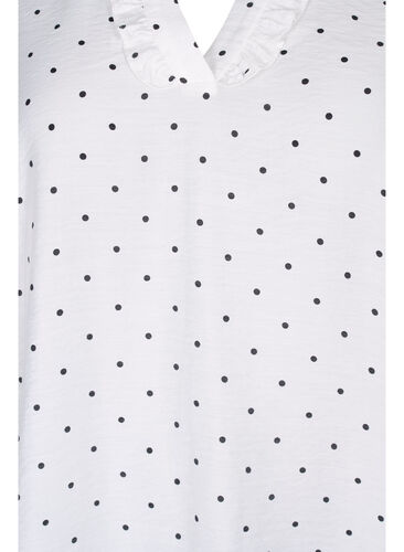 Prickig blus med 3/4-ärmar i viskoskvalitet, White Dot, Packshot image number 2