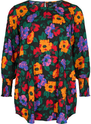 Blommig tunika med smock, Multi Flower AOP, Packshot image number 0