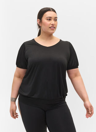 Kortärmad träningströja, Black, Model image number 0
