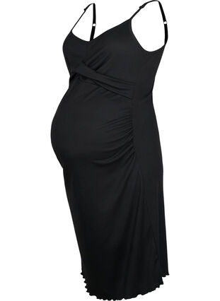 Ribbad klänning för gravida, Black, Packshot image number 0