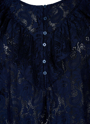 Blus i spets med volangdetaljer, Navy, Packshot image number 2