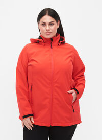 Softshelljacka med avtagbar huva, Poppy Red, Model