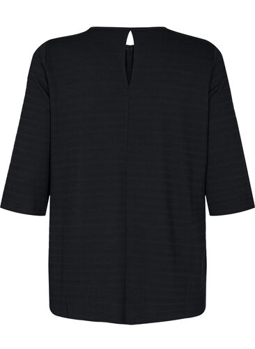 V-ringad blus med 3/4-ärmar, Black, Packshot image number 1