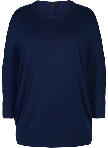 Stickad tunika i viskosblandning, Navy Blazer, Packshot image number 0