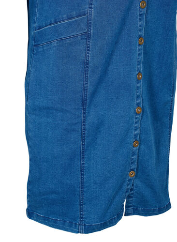 Skjortklänning i denim med 3/4-ärmar, Blue denim, Packshot image number 3
