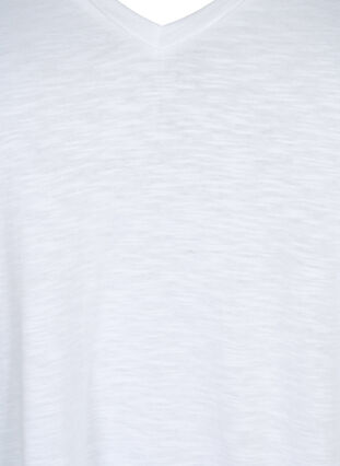 V-ringad bas t-shirt med korta ärmar, Bright White, Packshot image number 2