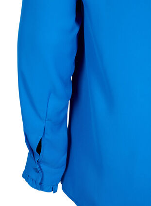 Långärmad blus med volang, Strong Blue, Packshot image number 3