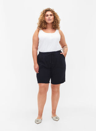 Ribbad topp med rund halsringning, Bright White, Model image number 2