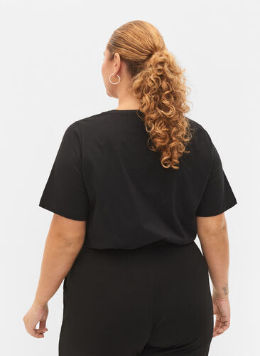T-shirt med nitar i ekologisk bomull, Black NOW or never, Model image number 1