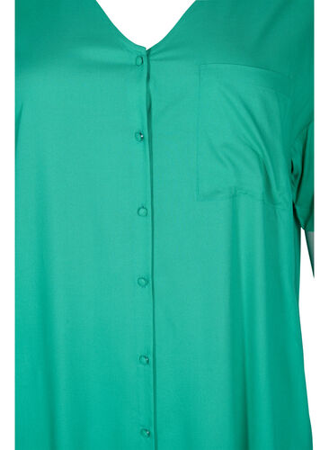 Kortärmad skjortklänning i viskos, Holly Green, Packshot image number 2